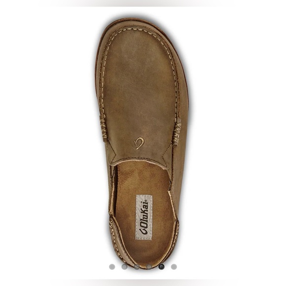Olukai Moloa Men's Slip On Casual Shoes Brown Leather Loafer Drop In Heel M9.5